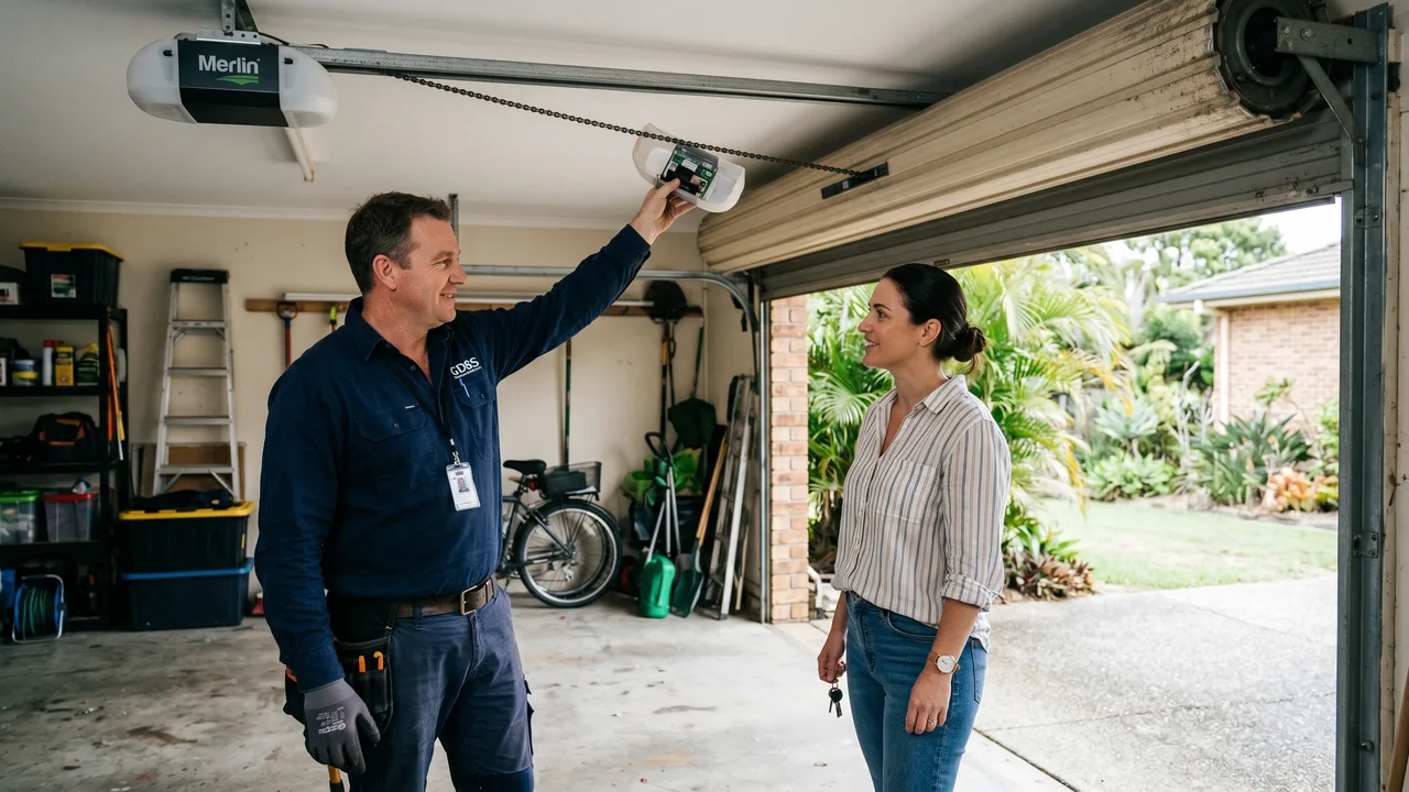 Garage door repairs north Brisbane consultation at a residential garage